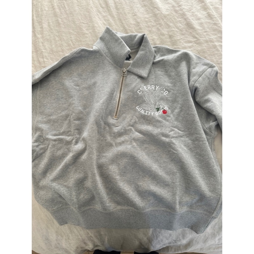 BRAND NEW Cherry LA Midweight Quarter Zip Polo Pullover (Heather Grey) - Picture 6 of 8